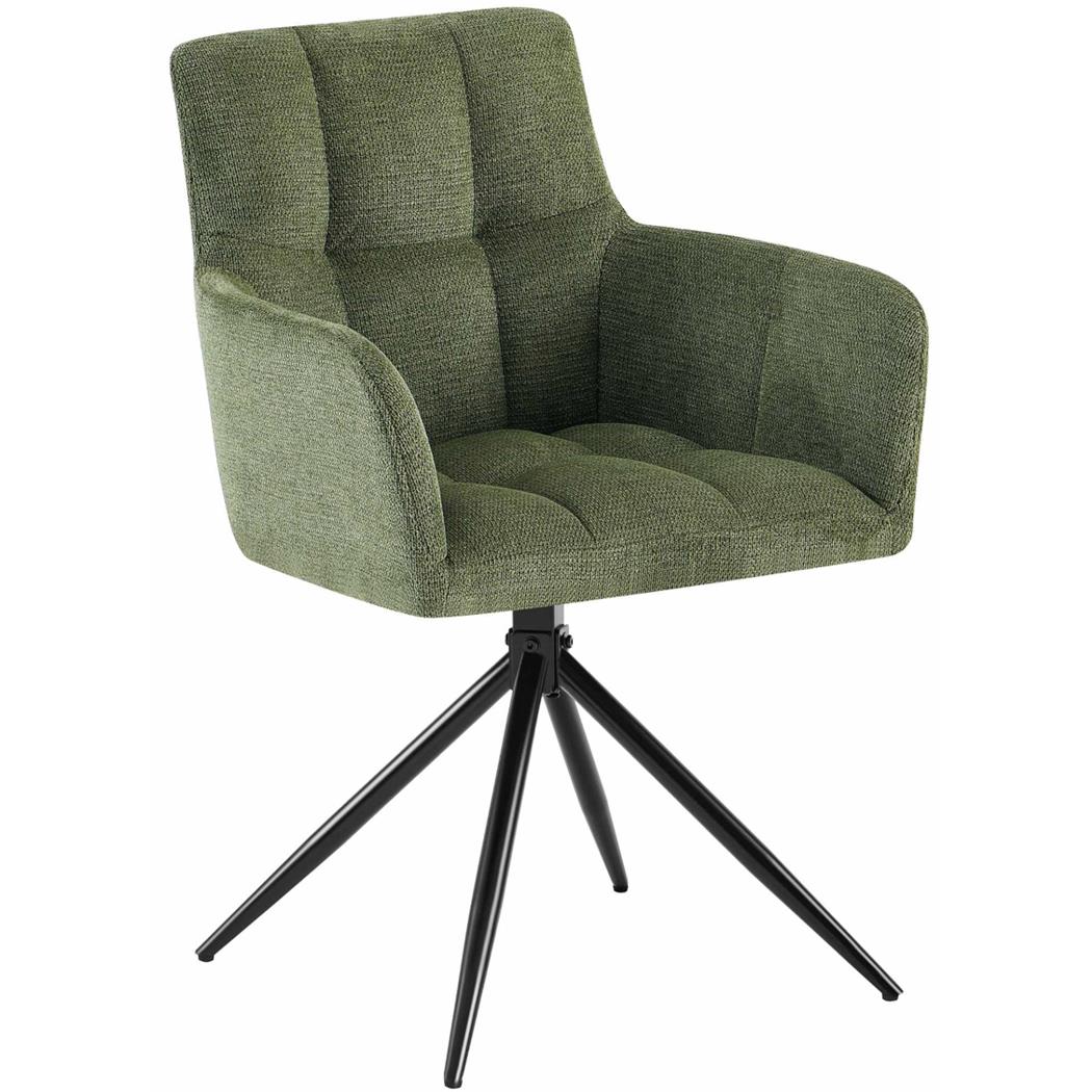Cadeira de Visita KEMP, Design Moderno e Giratório, Pernas Metálicas, em Tecido, Cor Verde