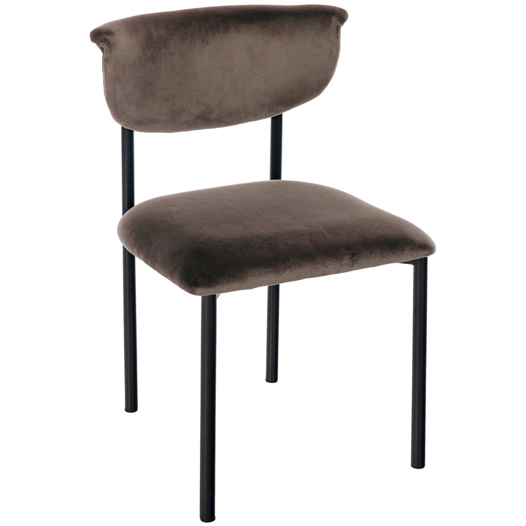 Cadeira de Visita TUCKER, Design Moderno, Estructura Metálica, em Veludo, Cor Castanho