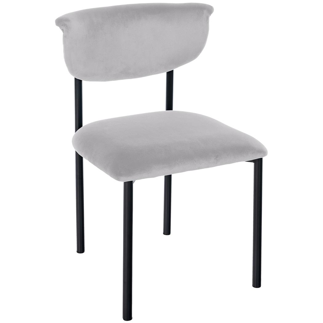 Cadeira de Visita TUCKER, Design Moderno, Estructura Metálica, em Veludo, Cor Cinzento Claro