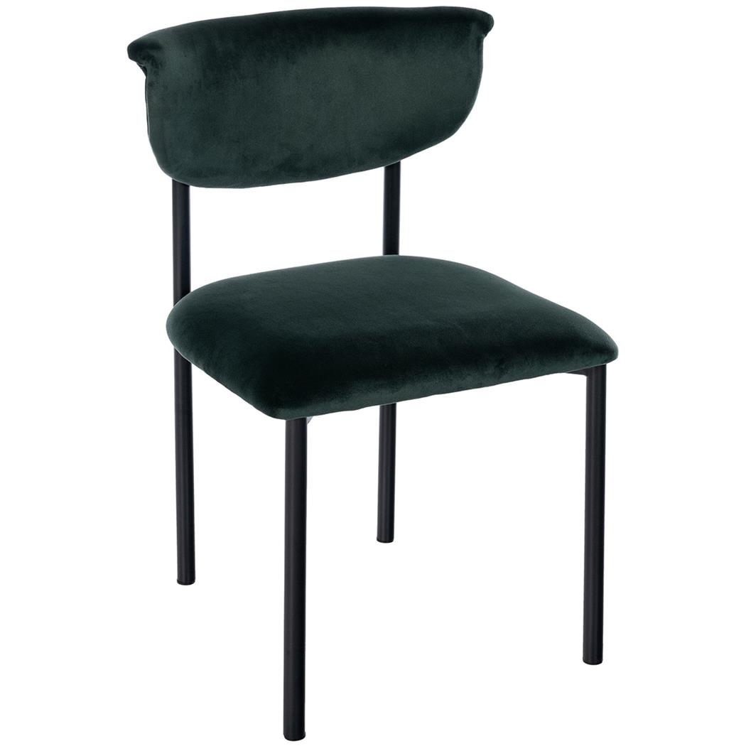 Cadeira de Visita TUCKER, Design Moderno, Estructura Metálica, em Veludo, Cor Verde