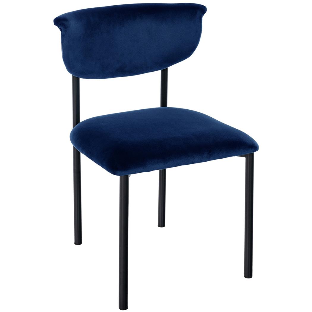 Cadeira de Visita TUCKER, Design Moderno, Estructura Metálica, em Veludo, Cor Azul