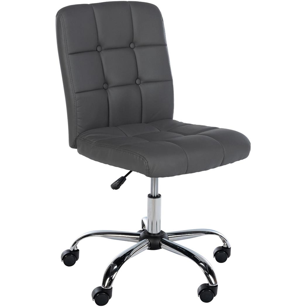 Cadeira de Escritório PARKER, Design Moderno Com Costuras Visíveis, Acolchoada, Em Pele, Cor Cinzento