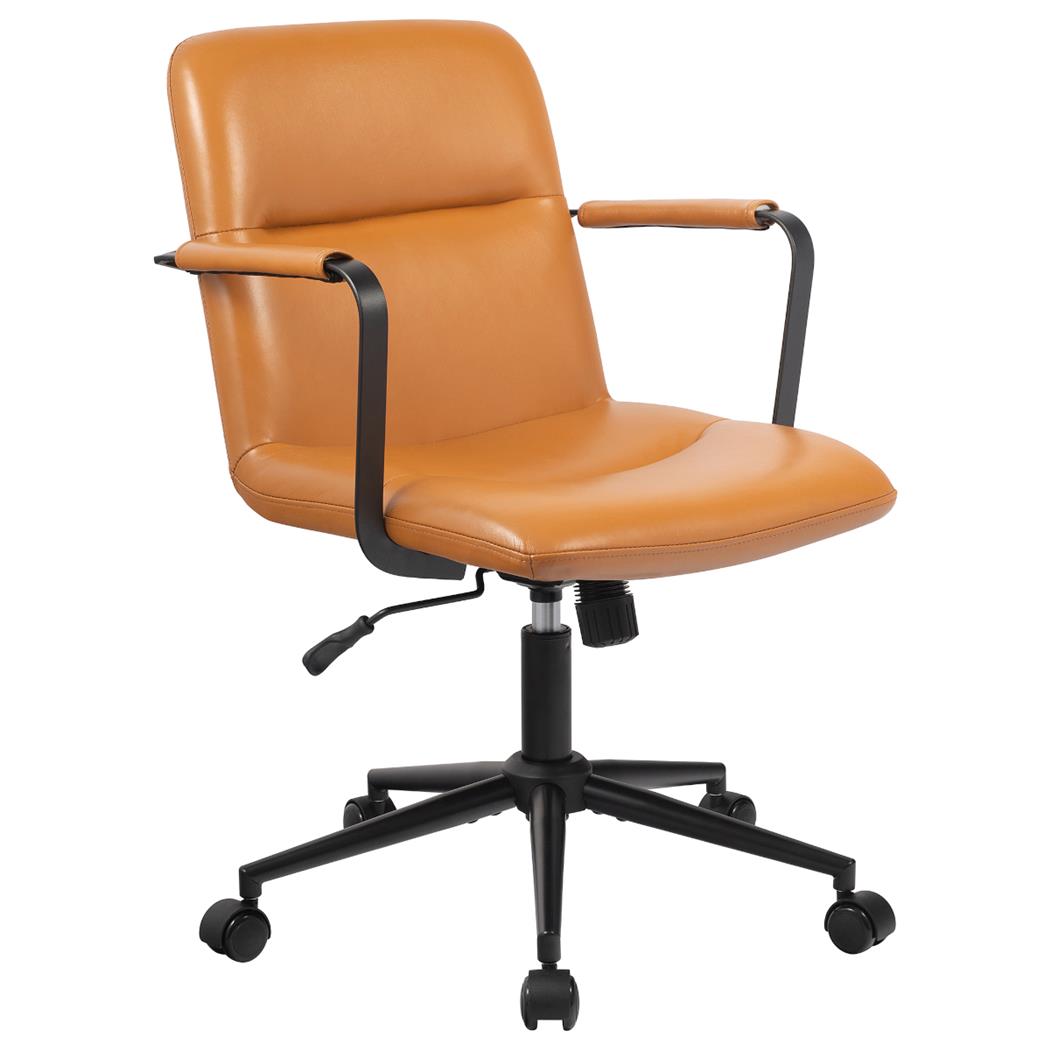 Cadeira de Escritório COBY, Acolchoado Confortável, Em Pele Verdadeira, Cor Castanho