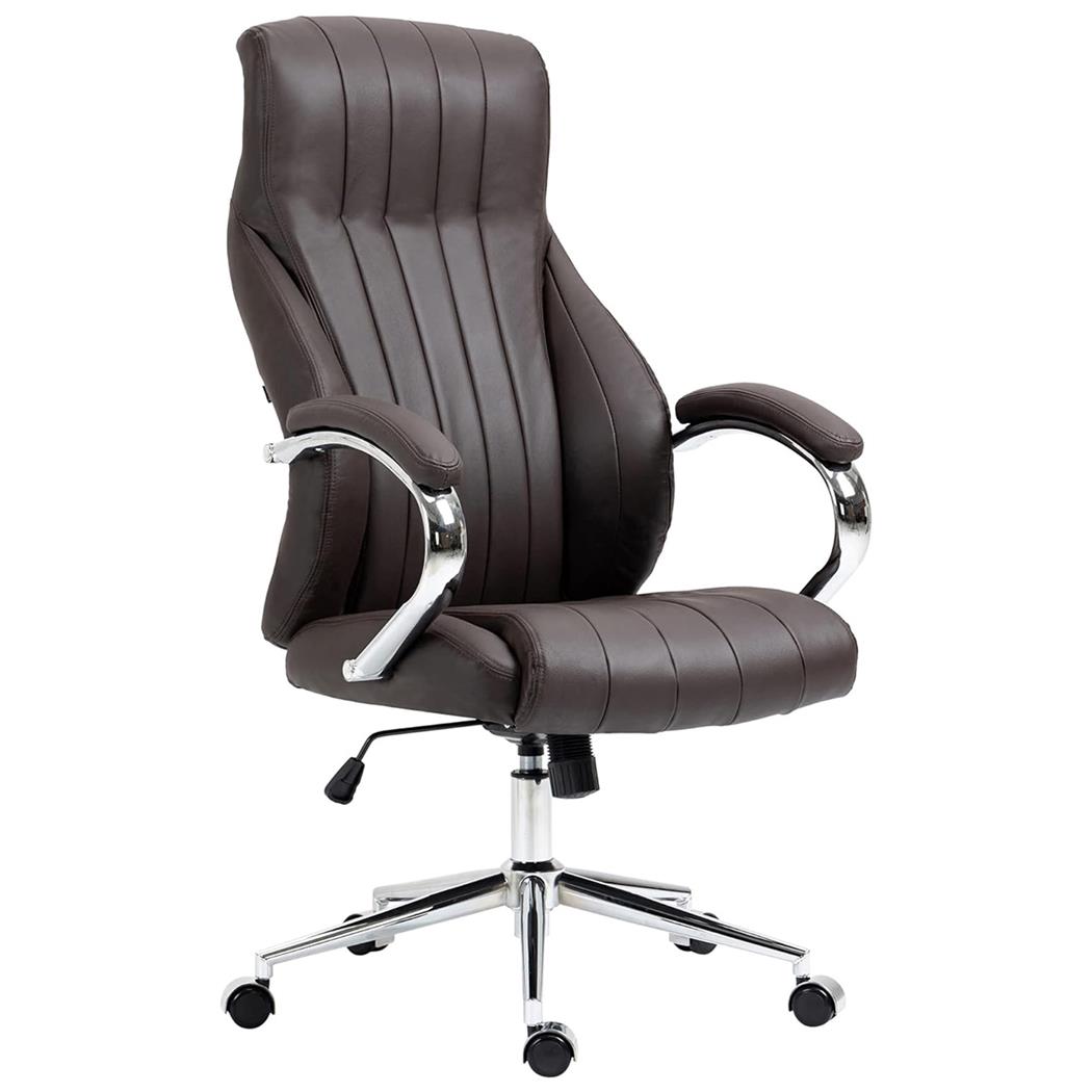 Poltrona de Escritório DALIA, Design Elegante, Acolchoado Denso, Cor Castanho Escuro