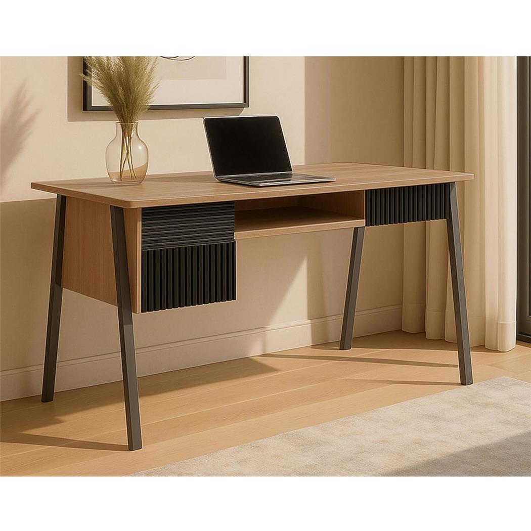 Mesa Escritório OPAL, Design Moderno, Dimensões 120x60x78cm, em Madeira cor Mapple