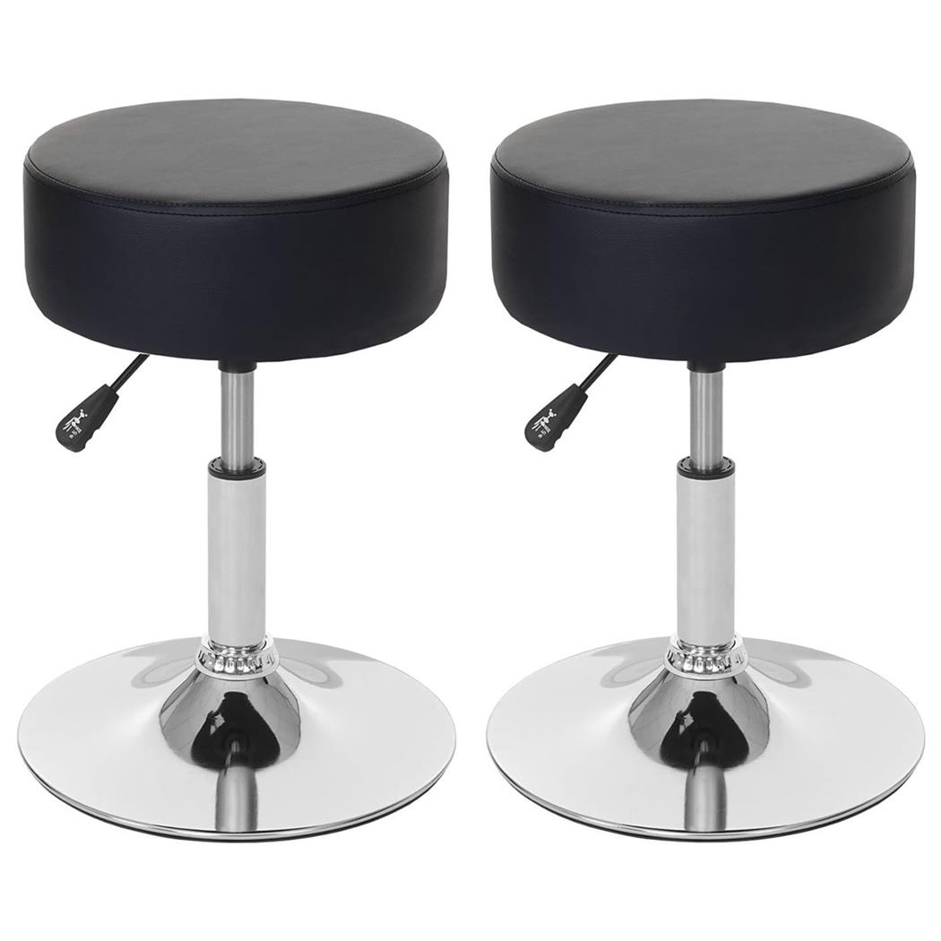 Lote de 2 Bancos de Trabalho DANKO, Giratório 360º, acolchoado grosso, base metálica, em pele de cor Preto