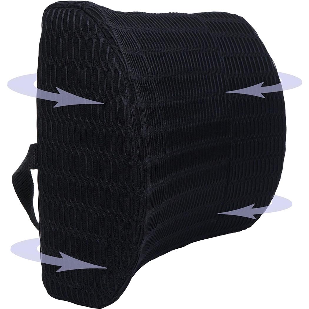 Almofada Lombar DASTI, Espuma Viscoelástca, Cinto, Cor Preto