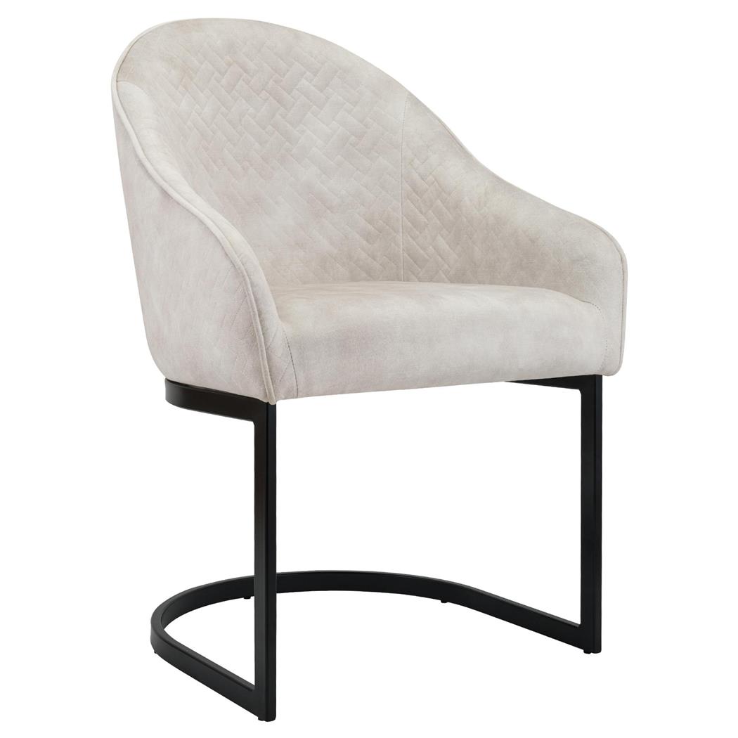 Cadeira de Visita TIKA, Acolchoado Grosso, Estrtura Metálica, em Veludo cor Creme