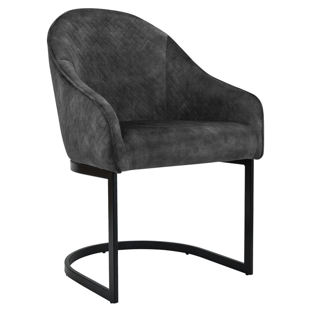 Cadeira de Visita TIKA, Acolchoado Grosso, Estrtura Metálica, em Veludo cor Cinzento Escuro