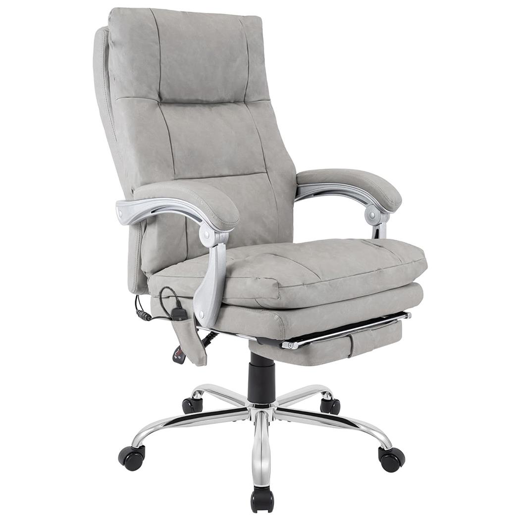 Poltrona de Escritório SARMI, Função de Massagem, Base em Metal, Pele cor Cinzento