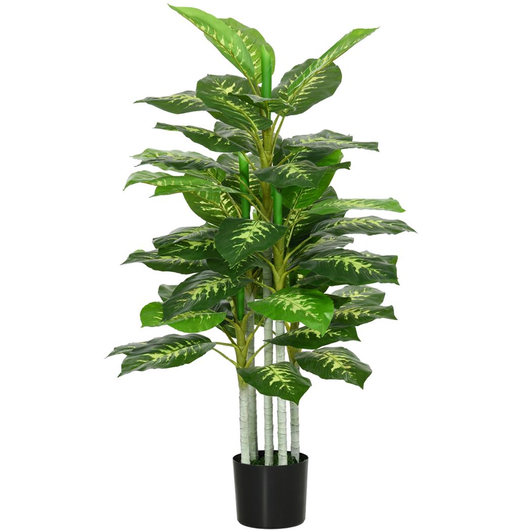 Planta de Escritório PALI, Altura 120 cm, Aglaonema Artificial com Vaso Incluido