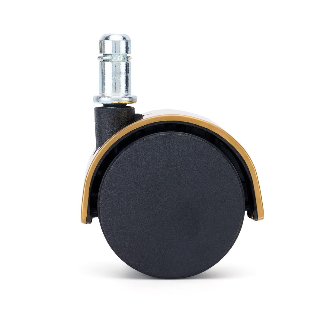 5x Rodas para Cadeira de Escritório COVER 11x50 mm, Acabamento Cromado, para Tapetes e Alcatifa, Cor Dourado