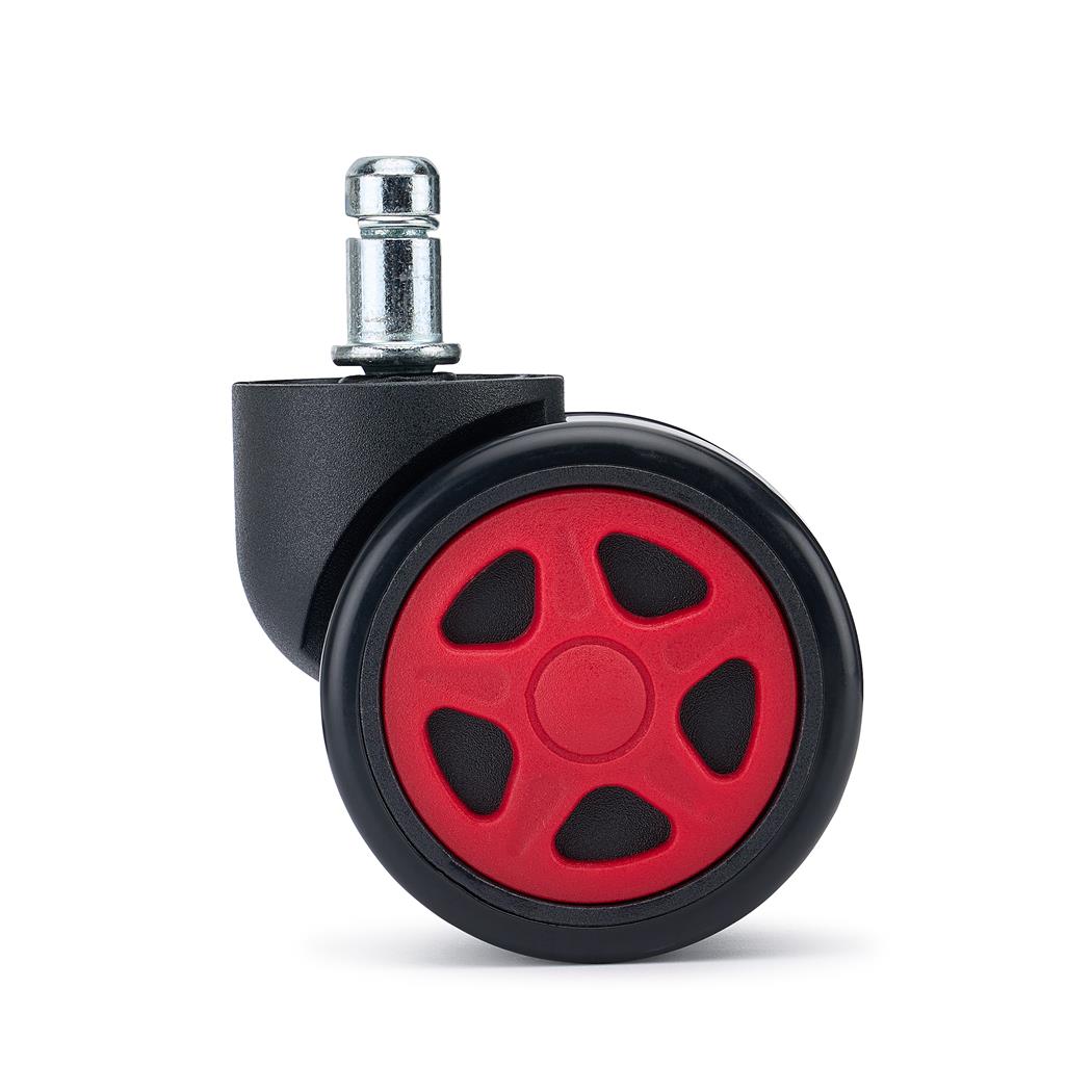 5x Rodas para Cadeiras de Escritório SPEED 11x50 mm, Design Desportivo, Cor Vermelho