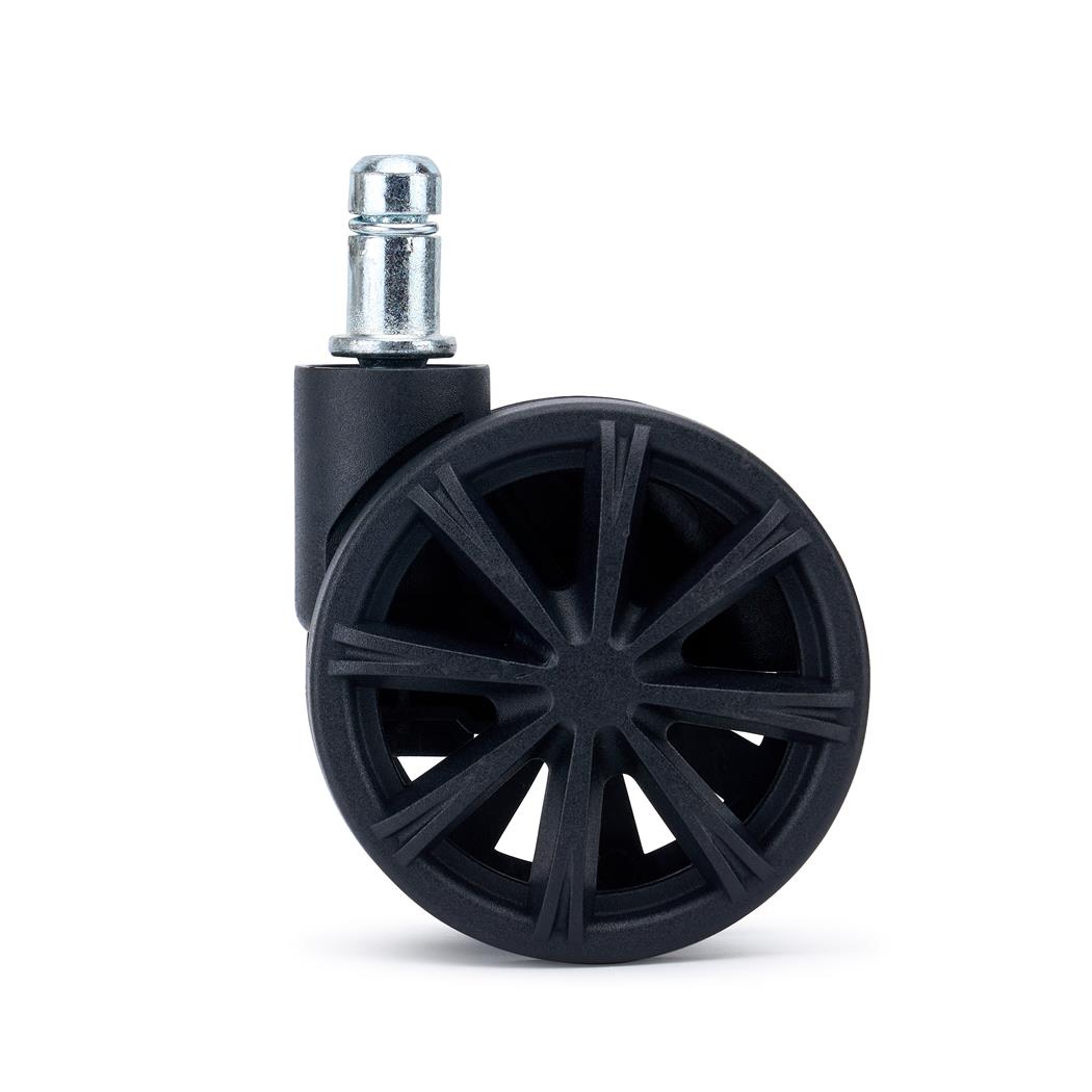 5x Rodas para Cadeira de Escritório SPOKE 11x50 mm, Design Moderno com Raios, Cor Preto