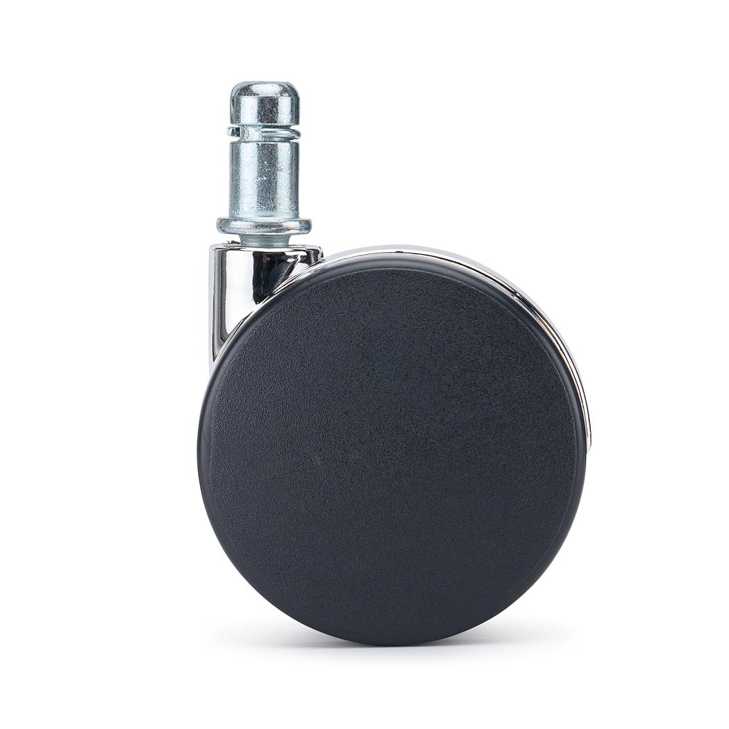 5x Rodas para Cadeiras de Escritório LYRA 11x50 mm, Detalhe Cromado, Cor Preto