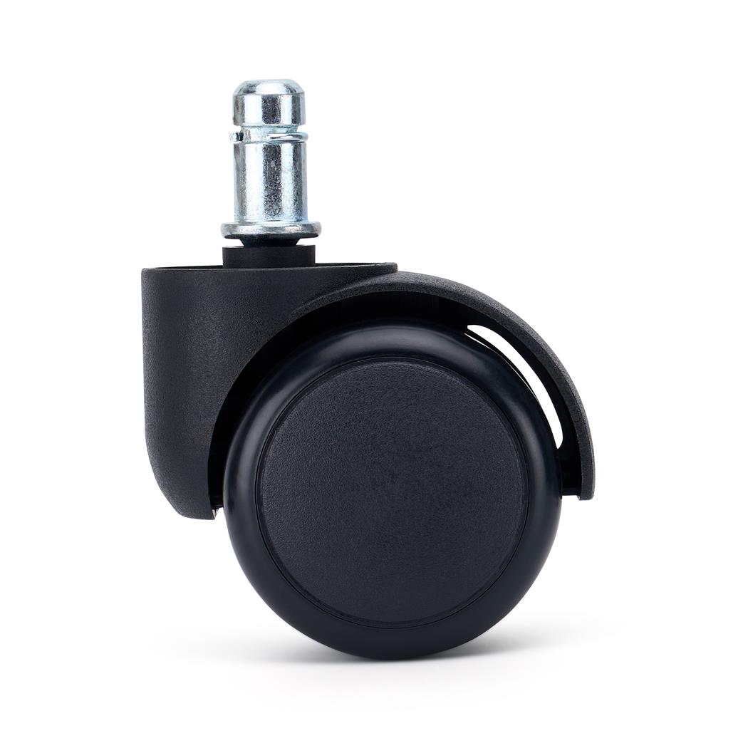 Conjunto de 5 rodas para Cadeiras de Escritório ROLL 11x50 mm, com Travão de Segurança Integrado, Cor Preto
