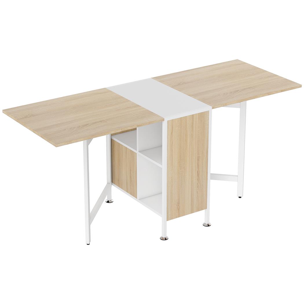 Mesa de Reuniões ALMATY, Dobrável, com 4 Compartimentos, Cor Natural e Branco