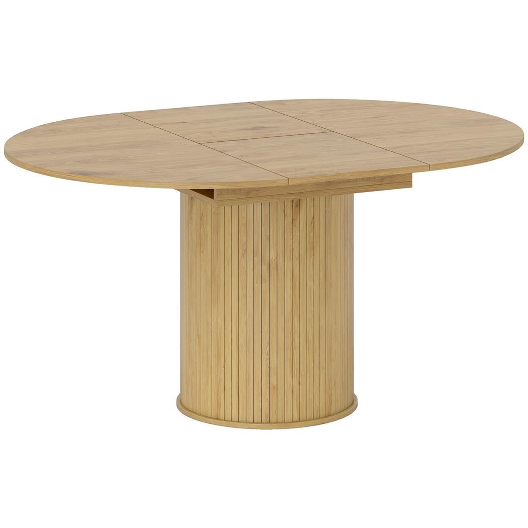 Mesa de Reuniões LUANDA, extensível de 110 a 150 cm, Base Cilíndrica, em Madeira, Cor Carvalho