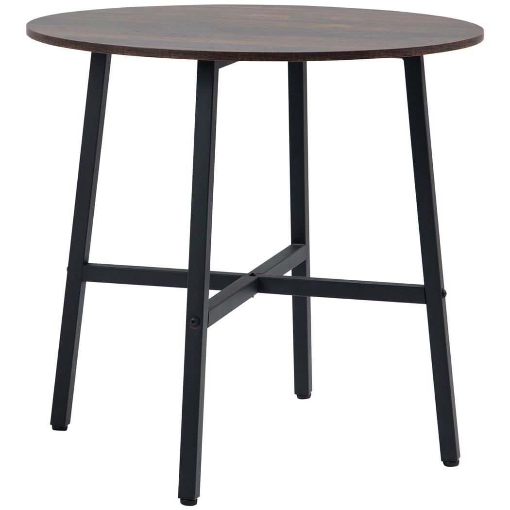 Mesa de Reuniões ROGA, Estilo Elegante, Pernas Pretas e Tampo em Madeira, Cor Castanho Escuro