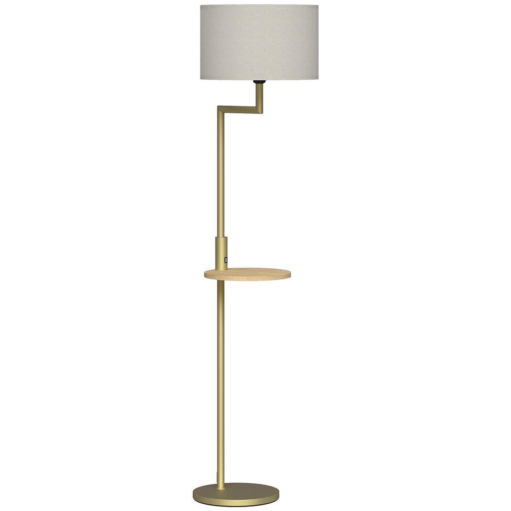 Candeeiro de Escritório LUMOS, Interface USB, Prateleira Porta-Objetos, Cor Dourado