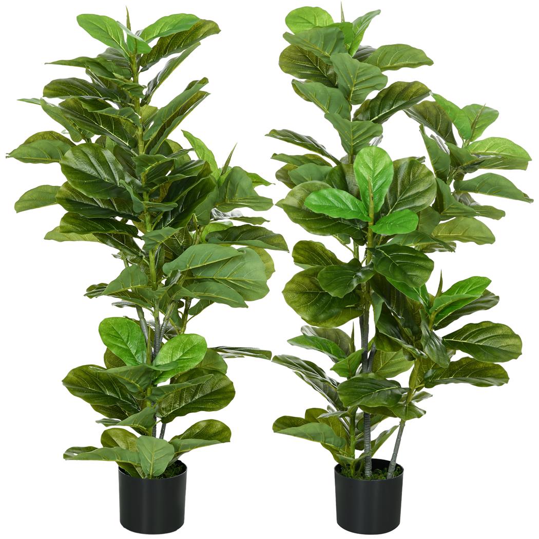 Conjunto de 2 Plantas de Escritório LUSH, Plantas de Figueira com 110 cm de Altura, Cor Verde