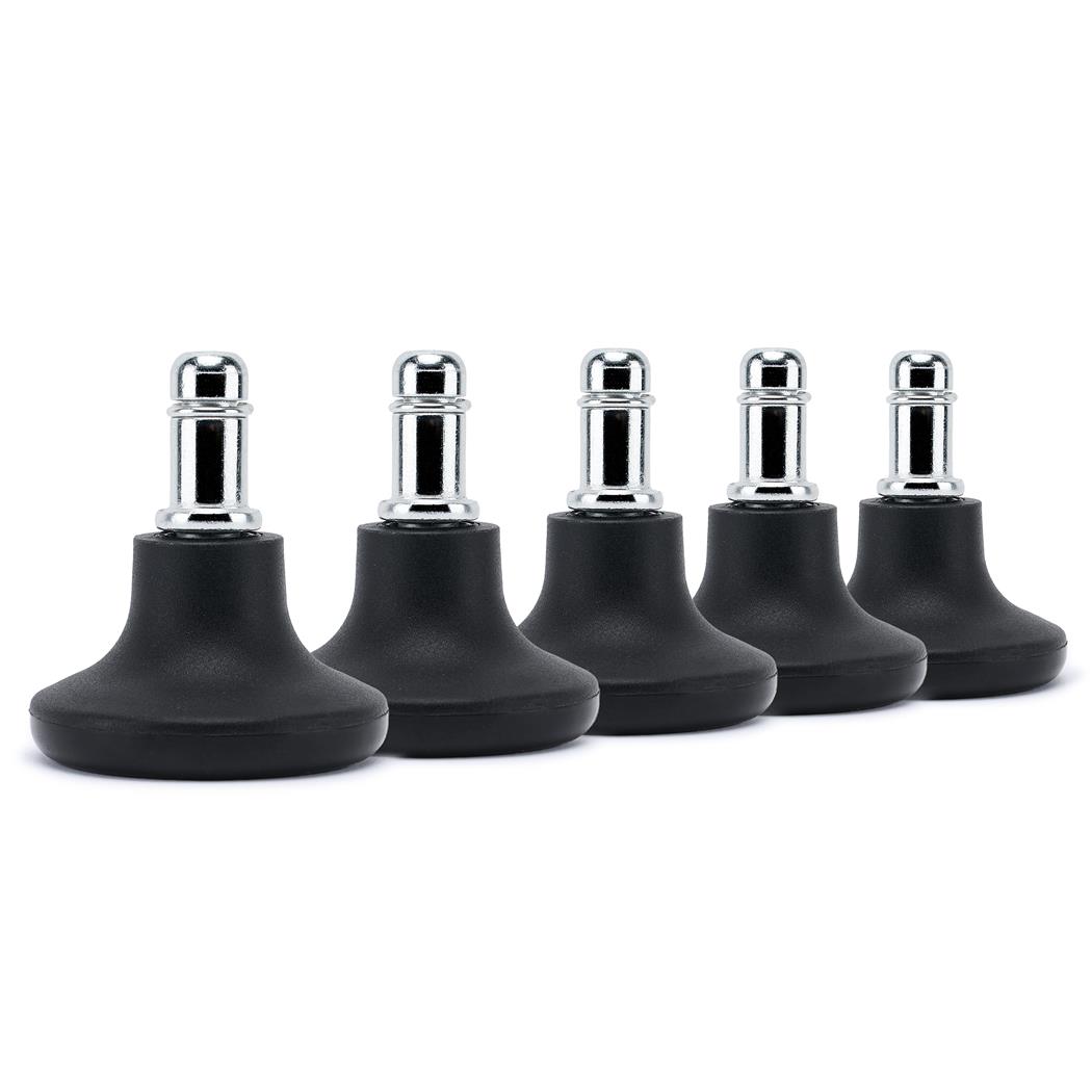 5x Pés para Cadeiras de Escritório H1, Pino de 11 mm, Antiderrapante, Design Compacto