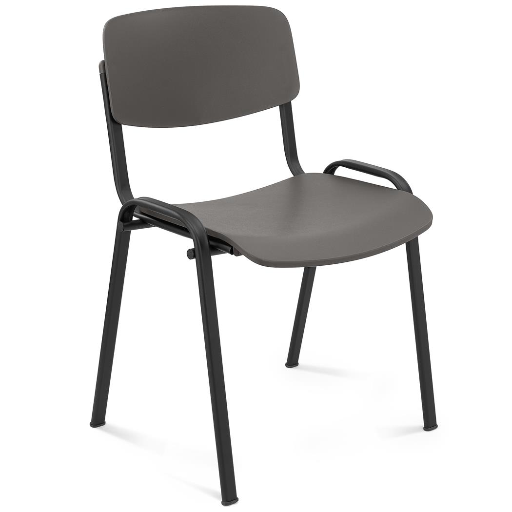 Cadeira de Visita MILKA, Elegante e Versátil, Empilhável, Pernas Pretas, Cor Cinzento