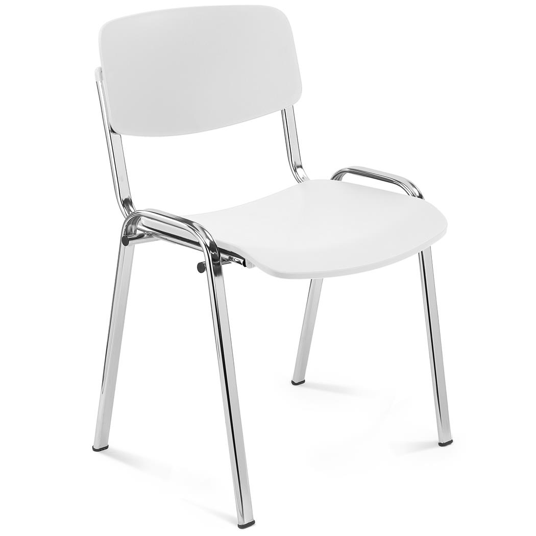 Cadeira de Visita MILKA, Elegante e Versátil, Empilhável, Pernas Cromadas, Cor Branco