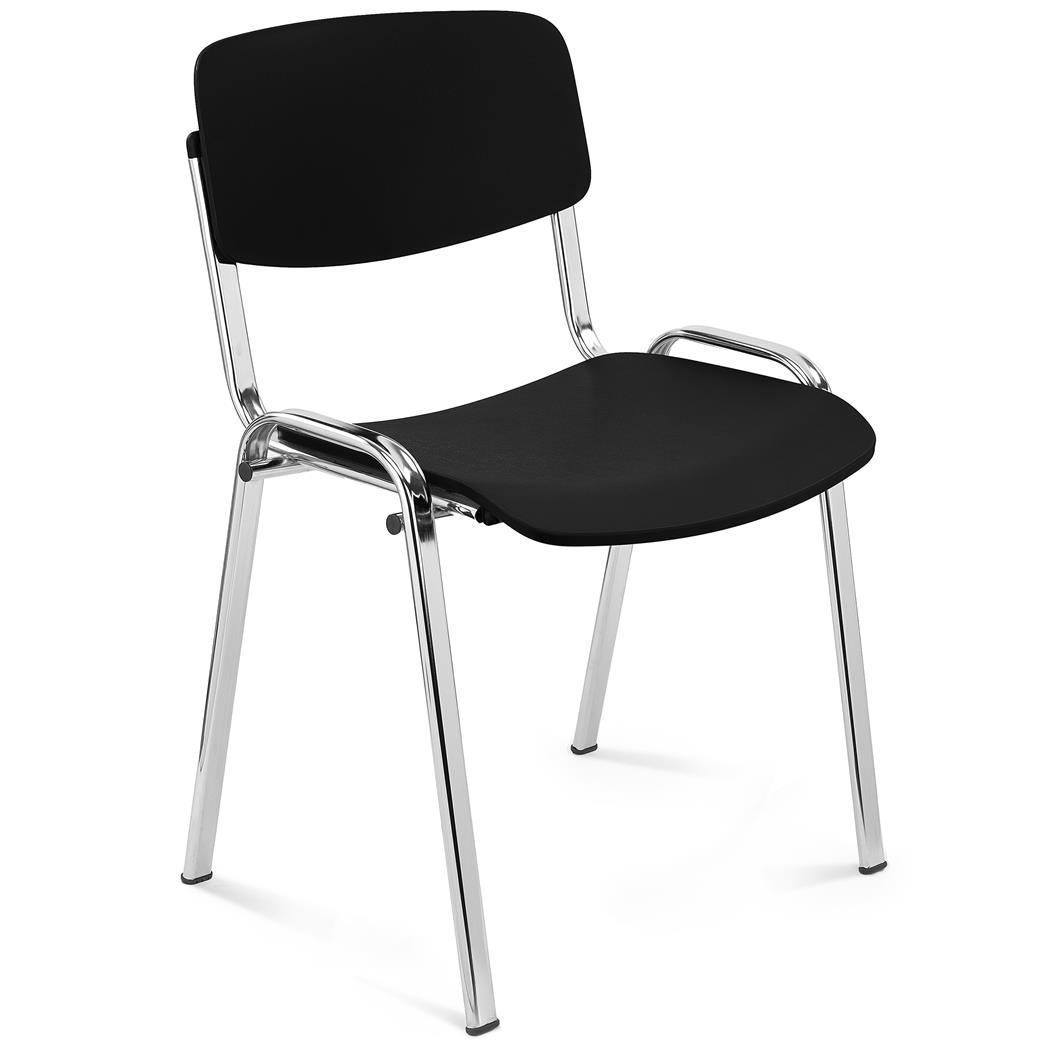 Cadeira de Visita MILKA, Elegante e Versátil, Empilhável, Pernas Cromadas, Cor Preto