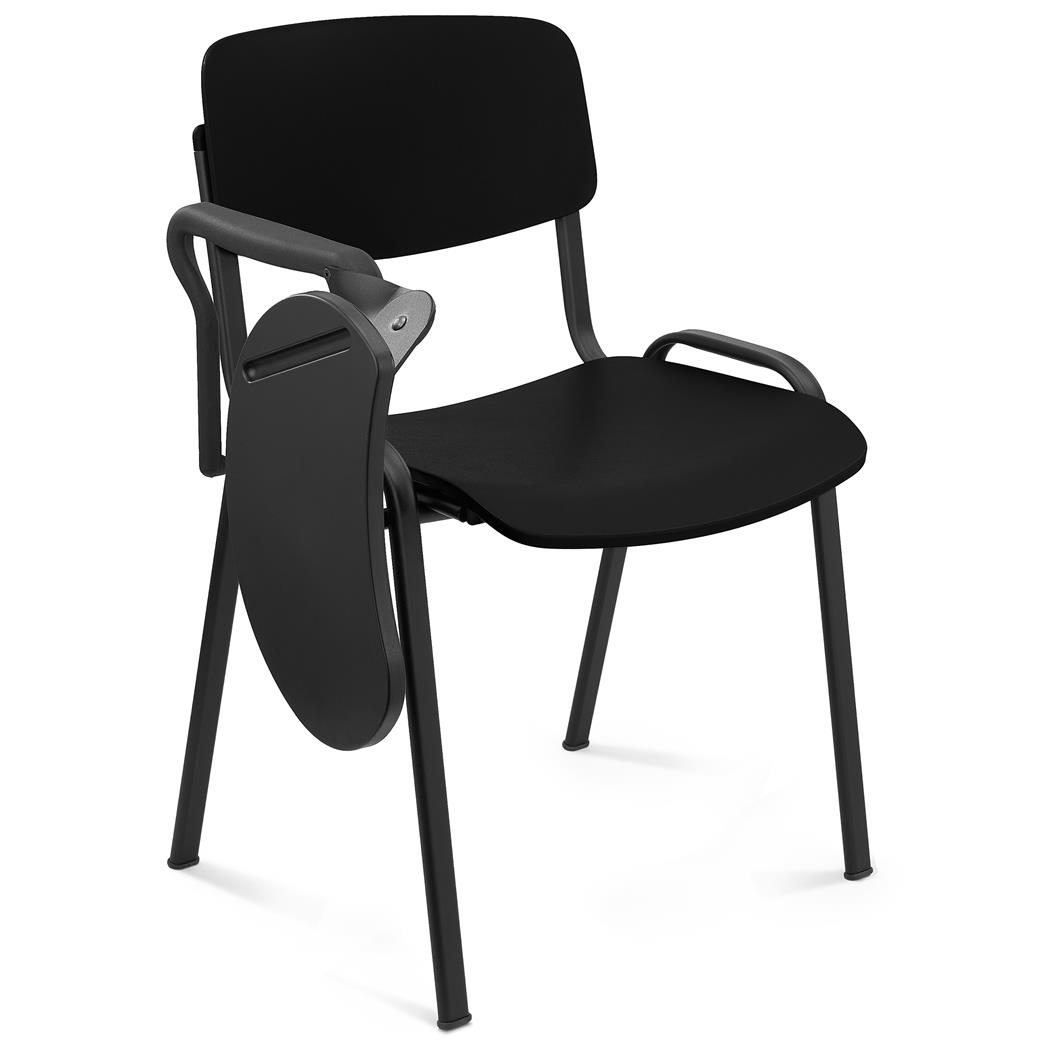 Cadeira de Visita MILKA, com Palmatória, Elegante e Versátil, Pernas Pretas, Cor Preto