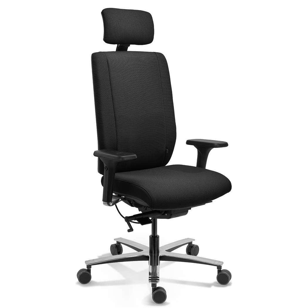 Cadeira Ergonómica KRONOS, Gama Alta, Certificada para Utilização 24 Horas, em Tecido, Cor Preto