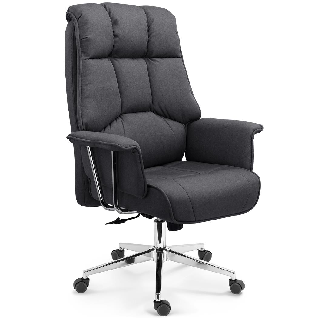 Poltrona de Escritório PRESIDENTE, Design Exclusivo, Acolchoado Alta Densidade, Pano, Cinzento Escuro