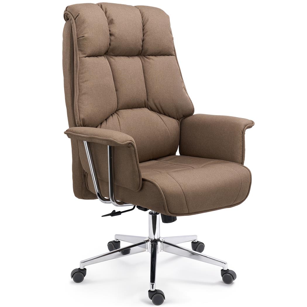 Poltrona de Escritório PRESIDENTE, Design Exclusivo, Acolchoado Alta Densidade, Pano, Castanho