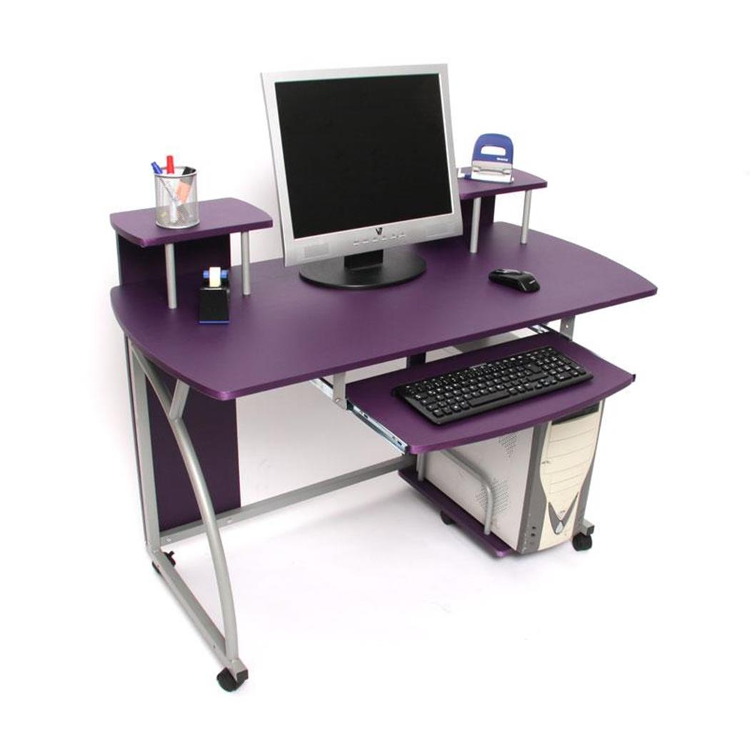 Mesa de Computador OHIO PRO, Com Apoio para Teclado, Dimensões 115x55cm, em Roxo