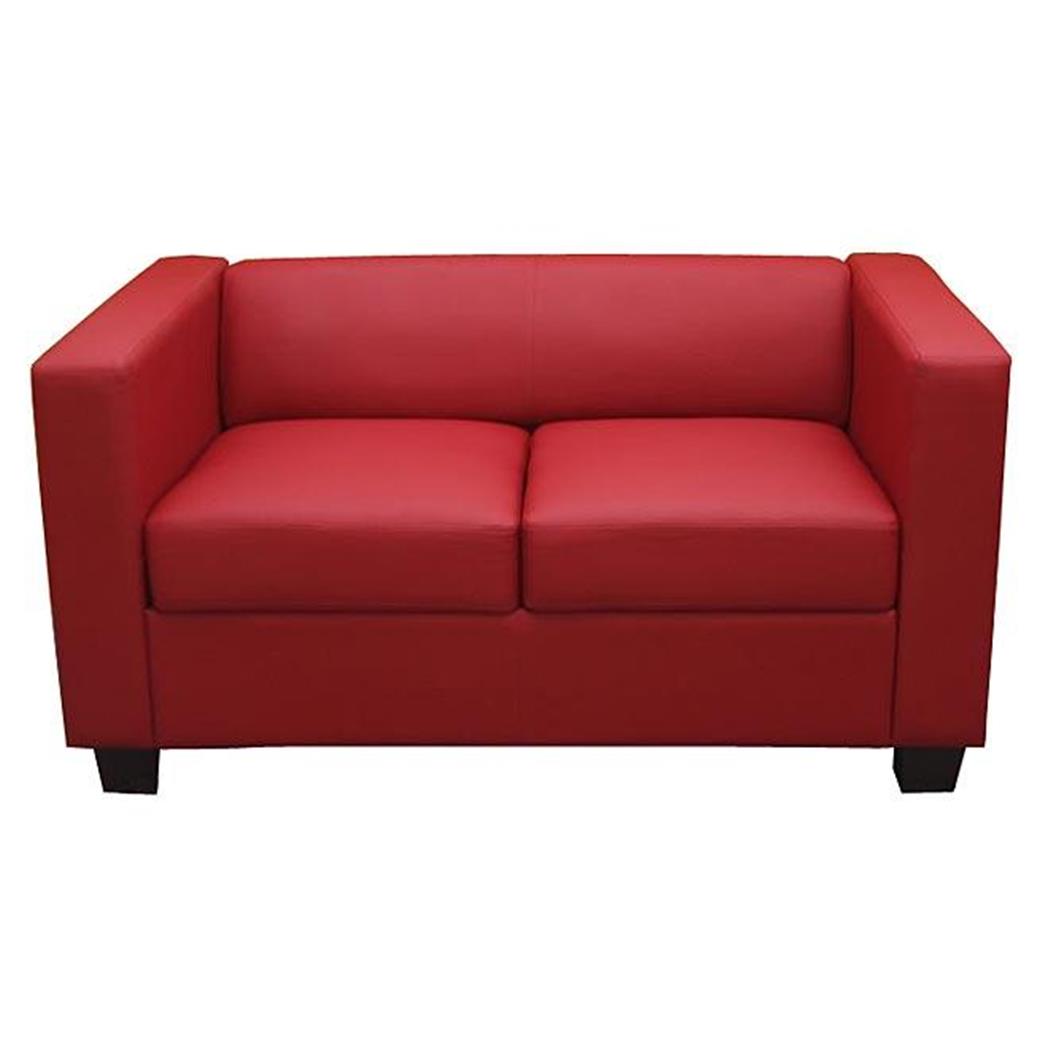 Sofá 2 lugares BASILIO, Design Elegante, Grande Conforto, Pele, Vermelho