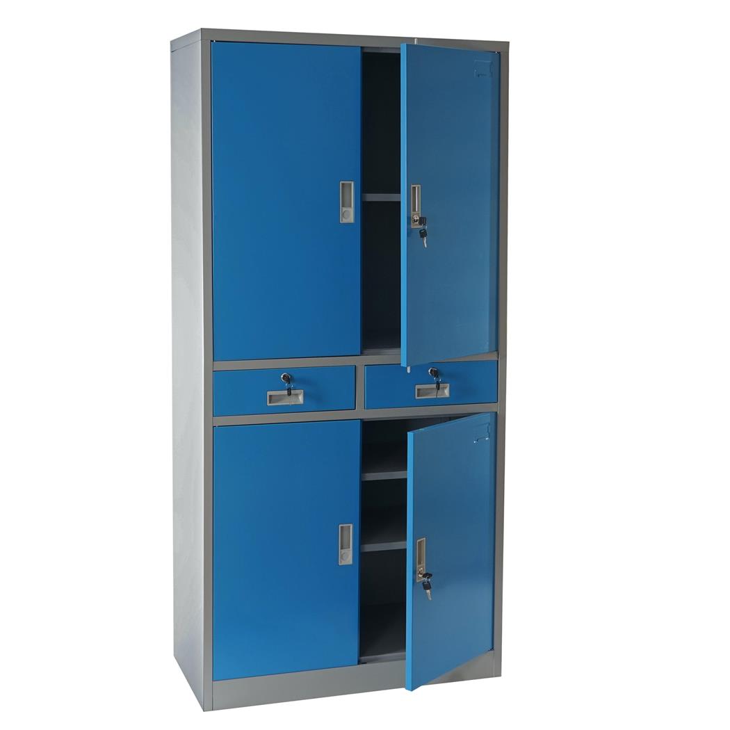 Armário Arquivador OLSEN 4 PORTAS E 2 GAVETAS, 180x85x40cm, em Aço, Cor Azul