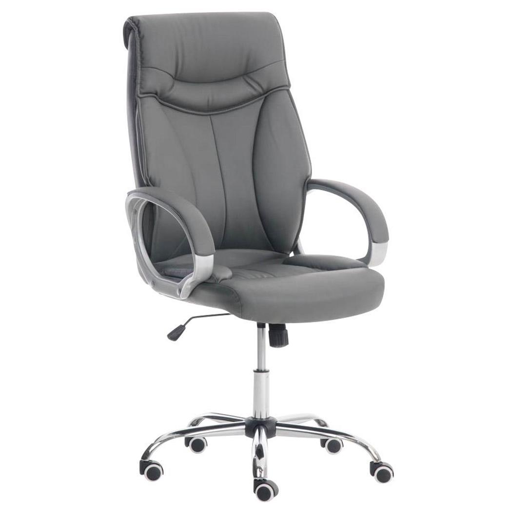 Cadeira de Escritório KIMI, Encosto Ergonómico, Acolchoado Suave, Em Pele, Cinzento