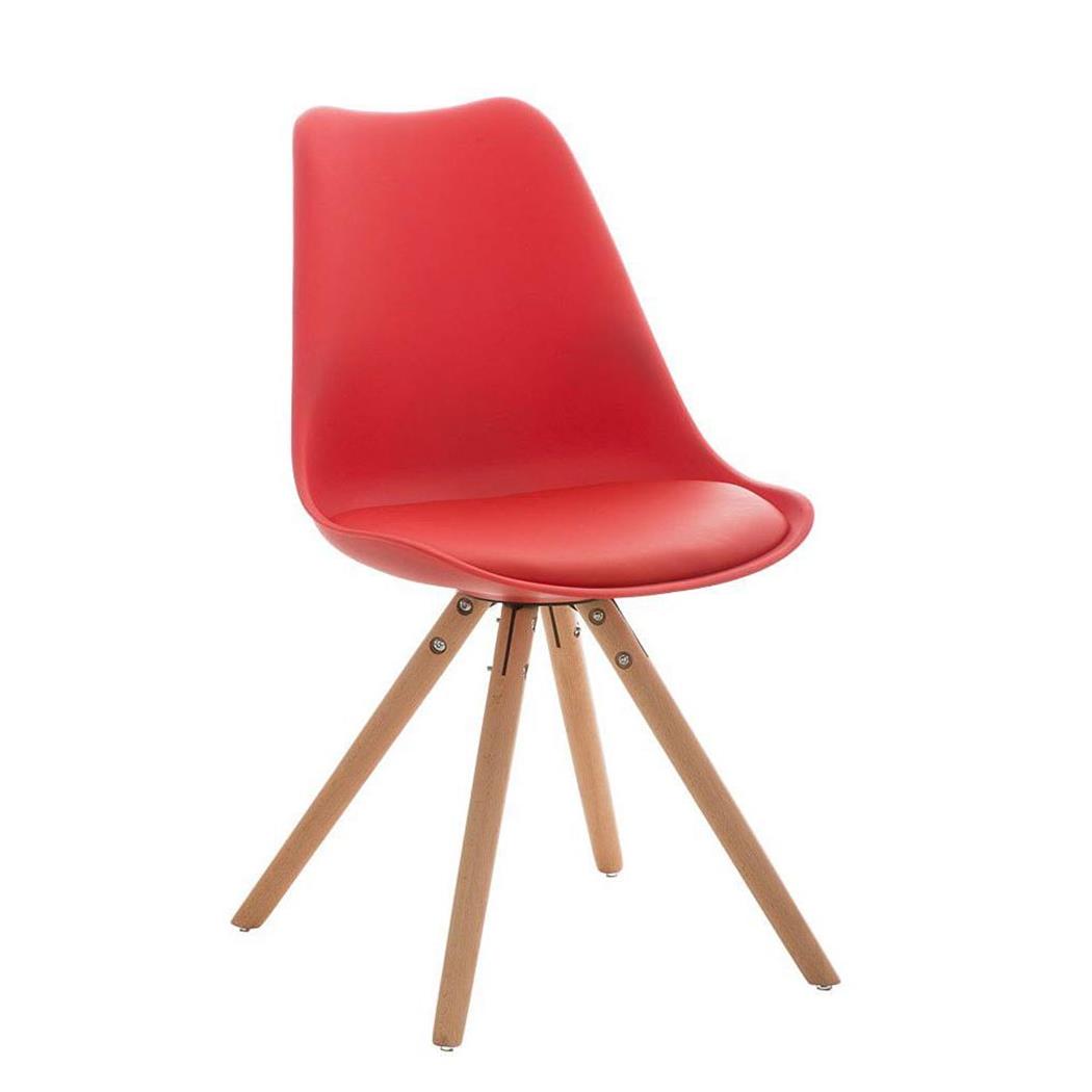 Cadeira de Visita ALMA, Design Exclusivo, Pernas Claras, Em Pele, Cor Vermelho