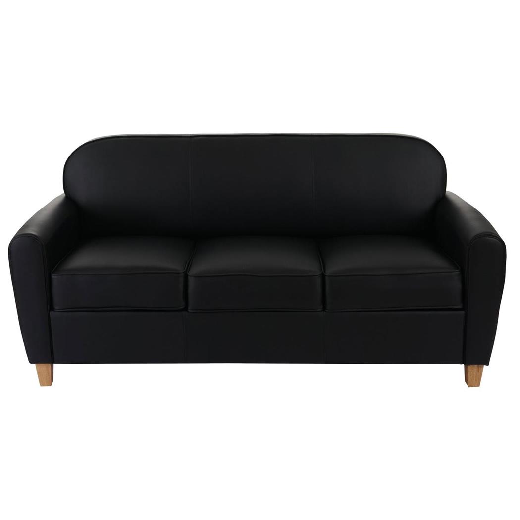 Sofá de 3 Lugares ARTIS, Bonito Design Elegante, Confortável, Em Pele, Cor Preto