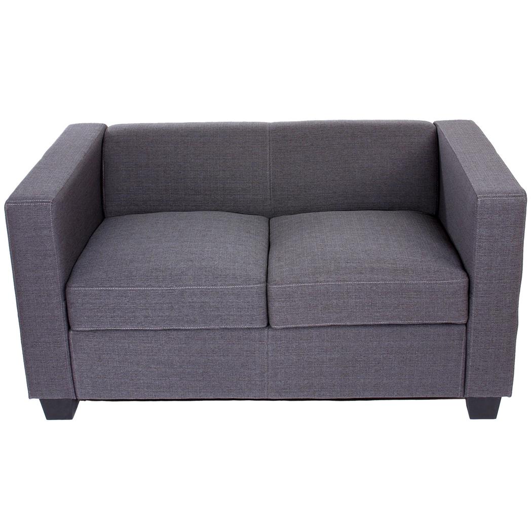 Sofá 2 lugares BASILIO, Design Elegante, Grande Conforto, Pano, Cor Cinza