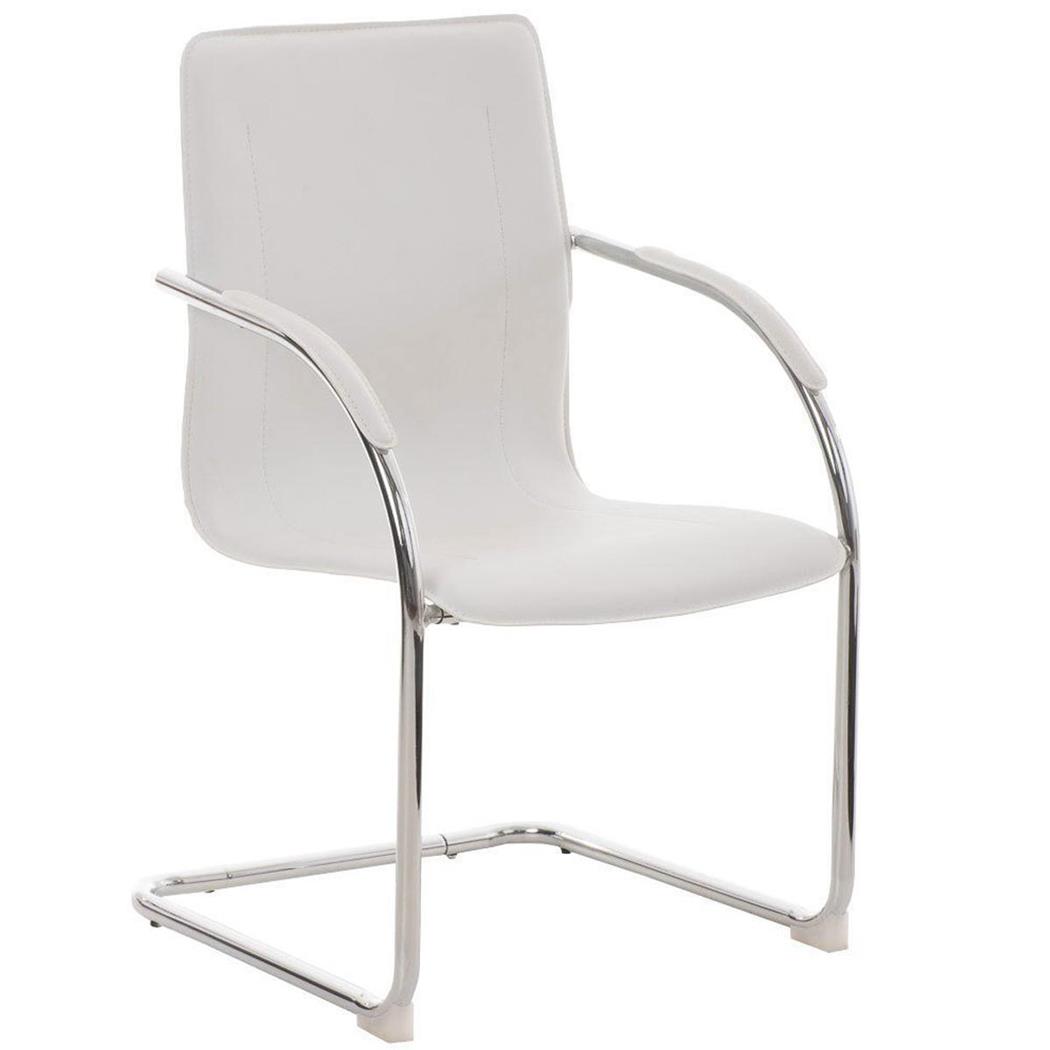 Cadeira de Visita FLAP, Estrutura Metálica, Design Moderno, Em Pele, Cor Branco