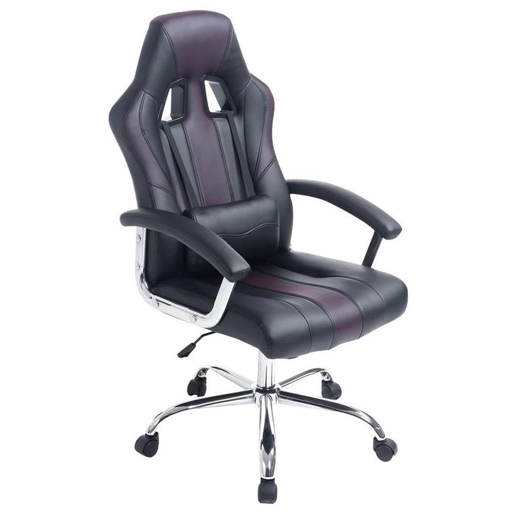 Cadeira Gaming INDOS, Design Desportivo, Conforto, Base Metálica, Em Pele, Preto e Castanho.