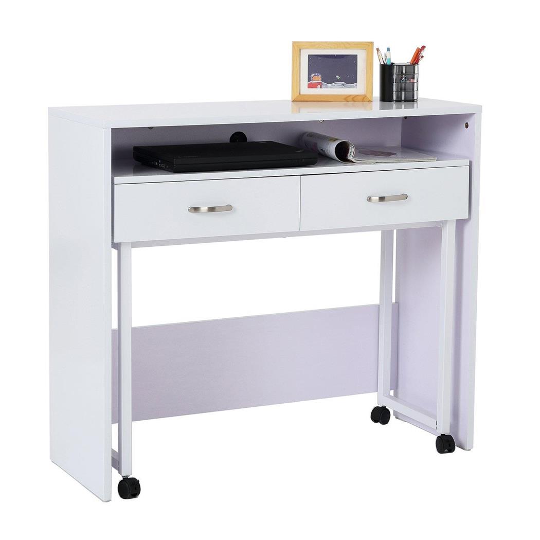 Secretária BENGALA, Mesa Extraível, Prática e Versátil, Em Madeira, Cor Branco