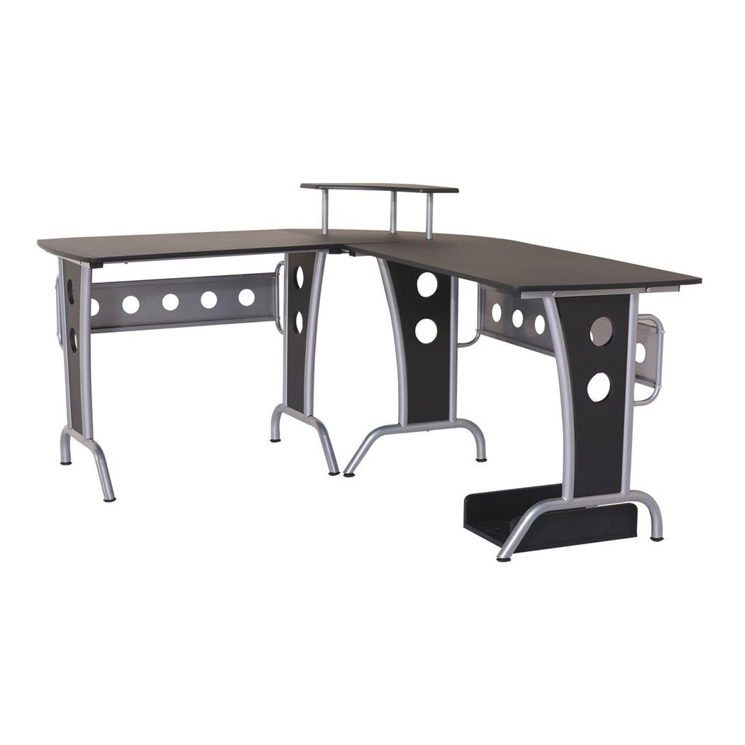 Mesa Para Computador KAMI, Dimensões 165x145x86 cm, Estrutura Metálica, Em Madeira, Cor Preto