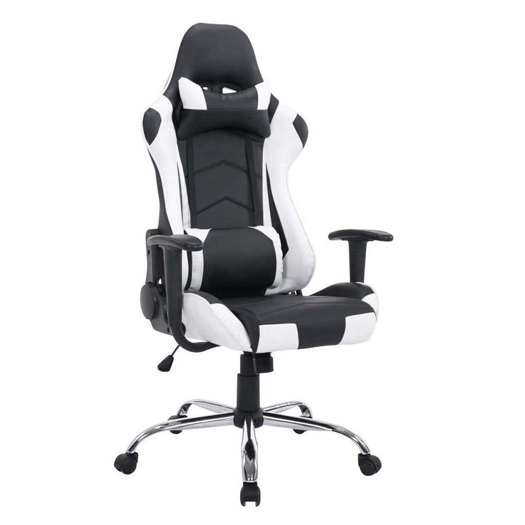 Cadeira Gaming ZELDA, Encosto Reclinável, Almofadas Incluidas, Base Metálica, Em Preto/Branco
