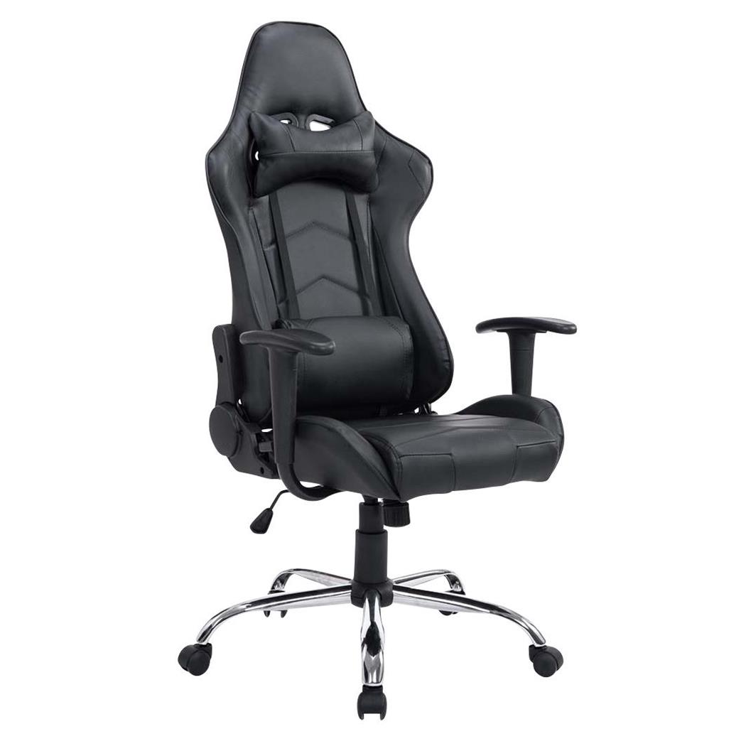 Cadeira Gaming ZELDA, Encosto Reclinável, Almofadas Incluidas, Base Metálica, Em Preto