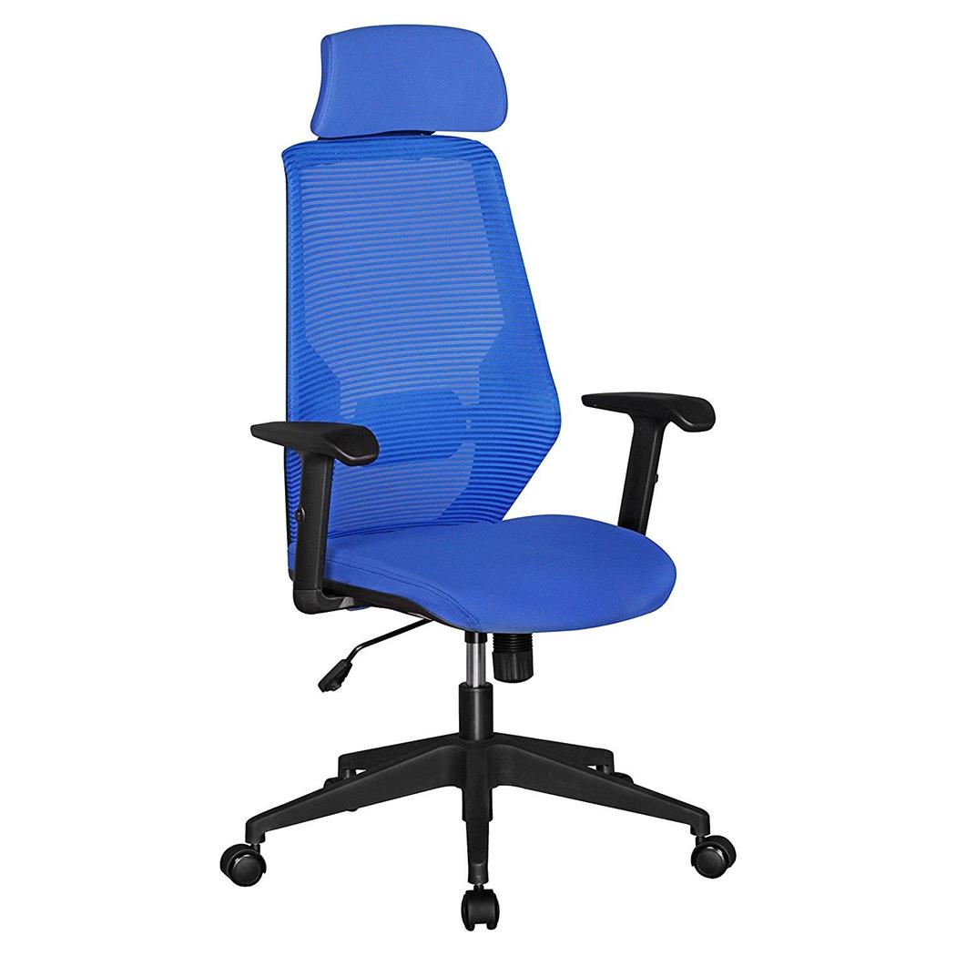 Cadeira Ergonómica ERIKA, Suporte Lombar, Braços Ajustáveis, Malha Respirável, Cor Azul