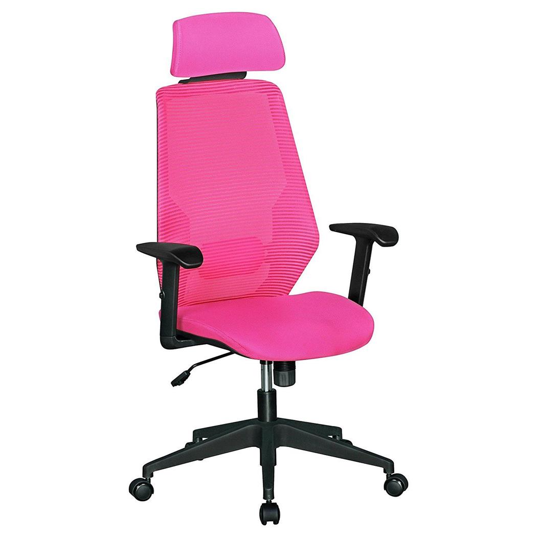 Cadeira Ergonómica ERIKA, Suporte Lombar, Braços Ajustáveis, Malha Respirável, Cor Rosa