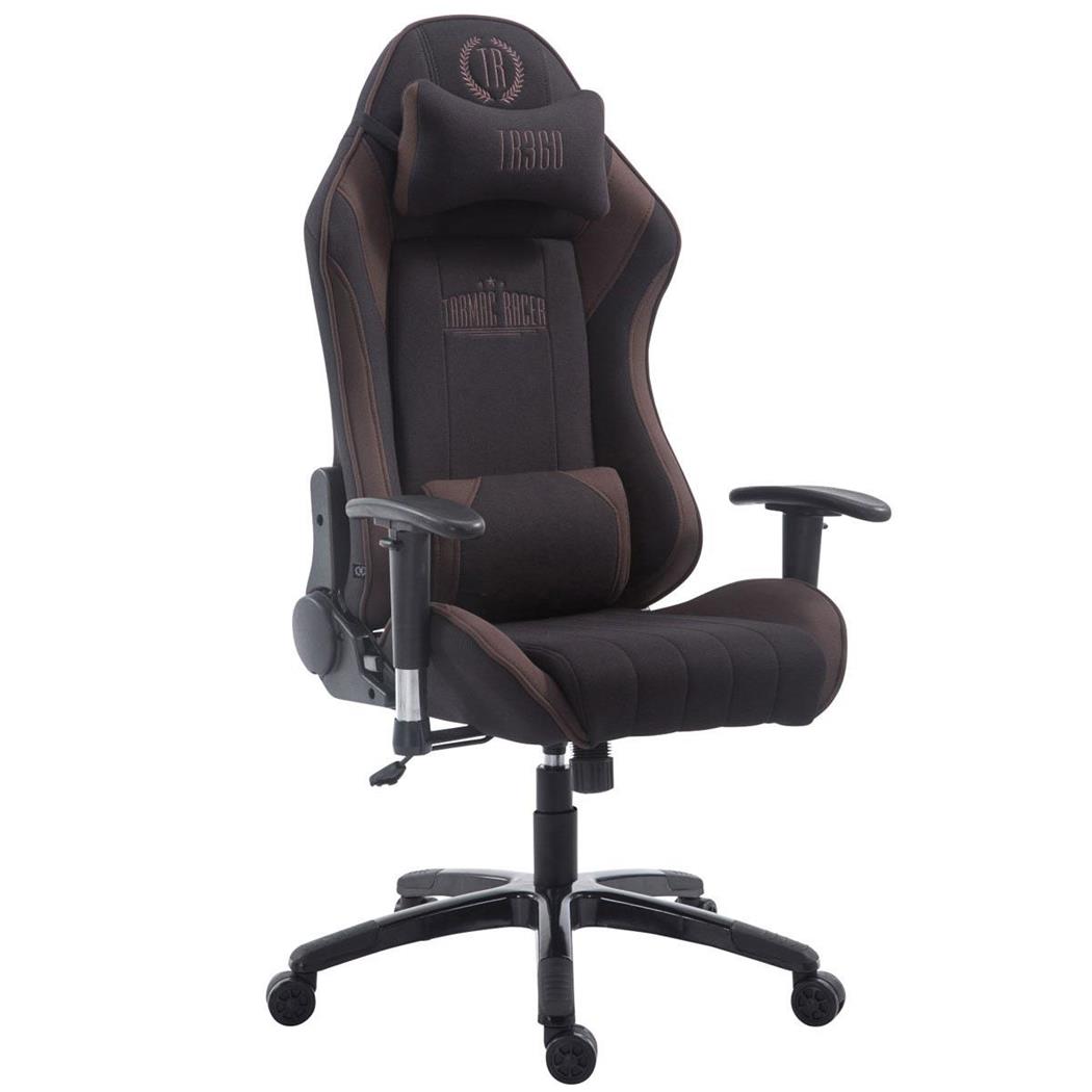 Cadeira gaming TURBO PANO, Com Encosto reclinável, Almofadas Lombar e Cervical,  Preto/Castanho