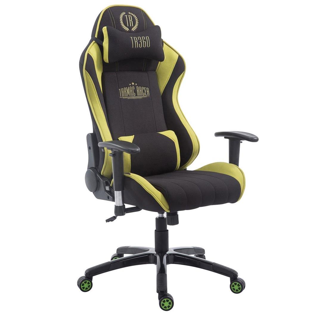 Cadeira gaming TURBO PANO, Com Encosto reclinável, Almofadas Lombar e Cervical,  Preto/Verde